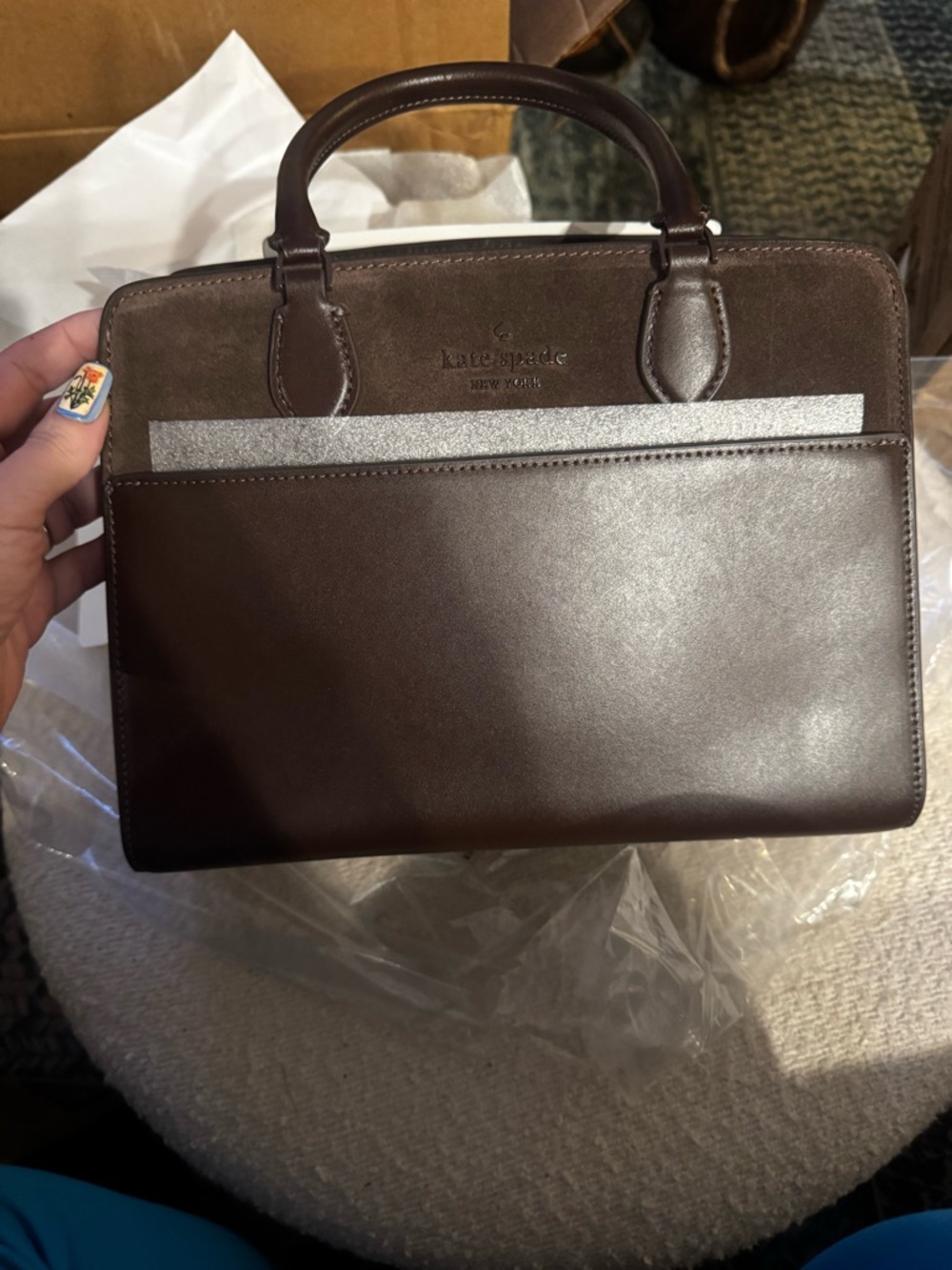 kate spade ♠️ Leather and Suede Satchel with Dual Handles - Picture 5 of 11